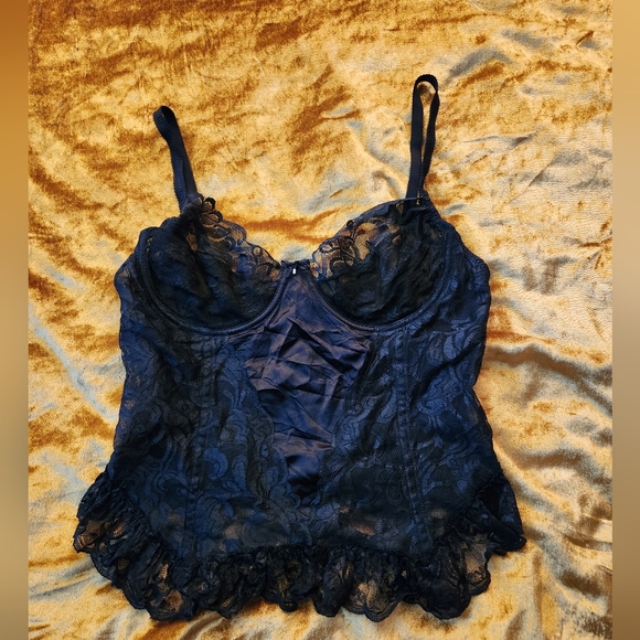 Vintage 1980s Black Satin & Lace Corset by Intimate Attitudes - Picture 6 of 14